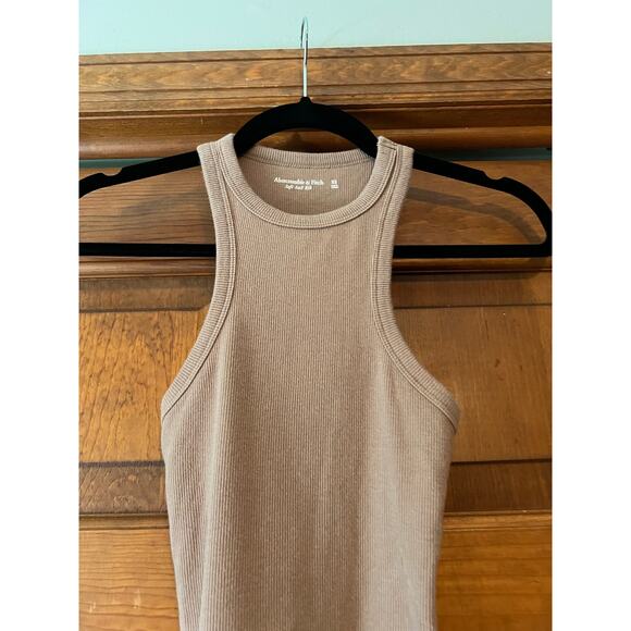 Abercrombie & Fitch Women's Soft Ribbed Bodysuit Racerback Sleeveless Tan SZ XS - Picture 3 of 11